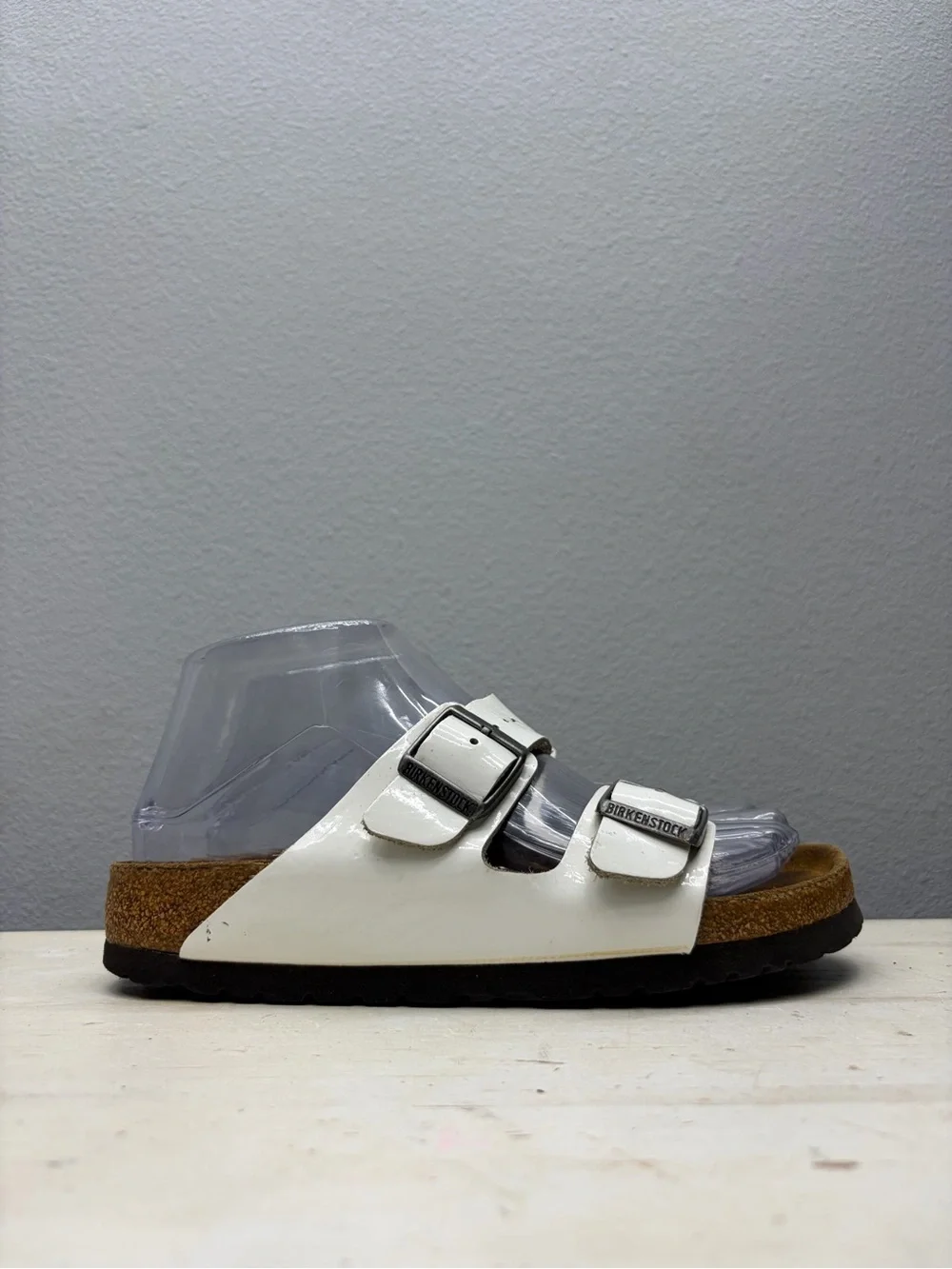 Birkenstock White Patent Leather Arizona Sandals Size 36